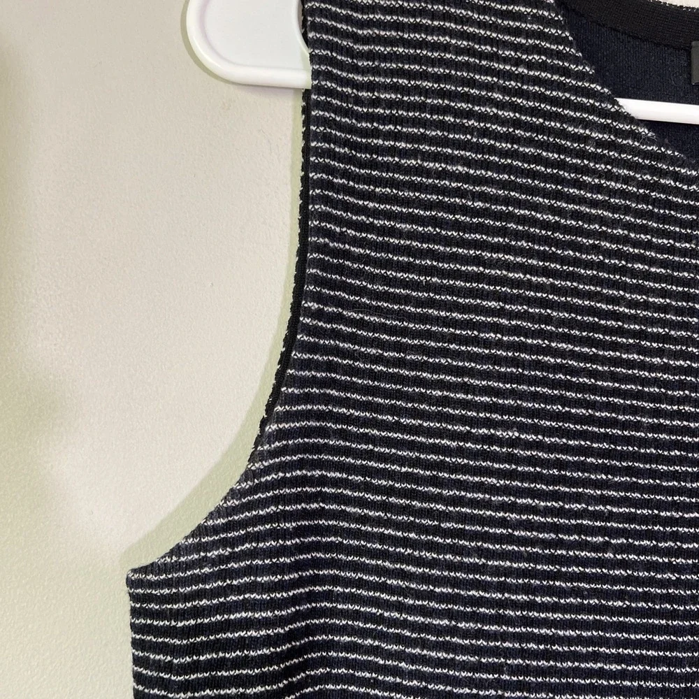 Theory Koldeen O Noble Wool Midi Dress Striped Size L Blue Black Luxury Career